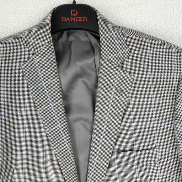 Brooks Brothers Blazer Mens 43R Black White Houndstooth Check Wool Silk - Picture 2 of 16